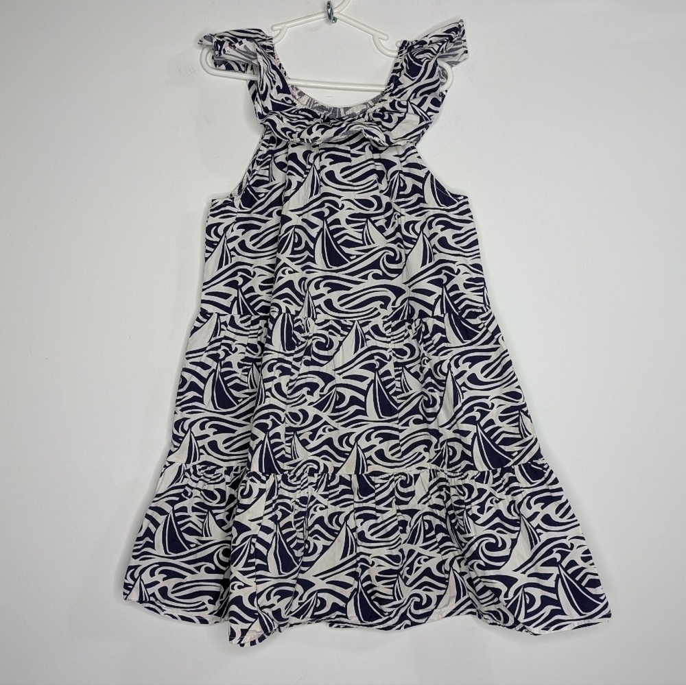✨3/$15 Vineyard Vines for Target white blue ocean sailboat ruffle dress 7/8